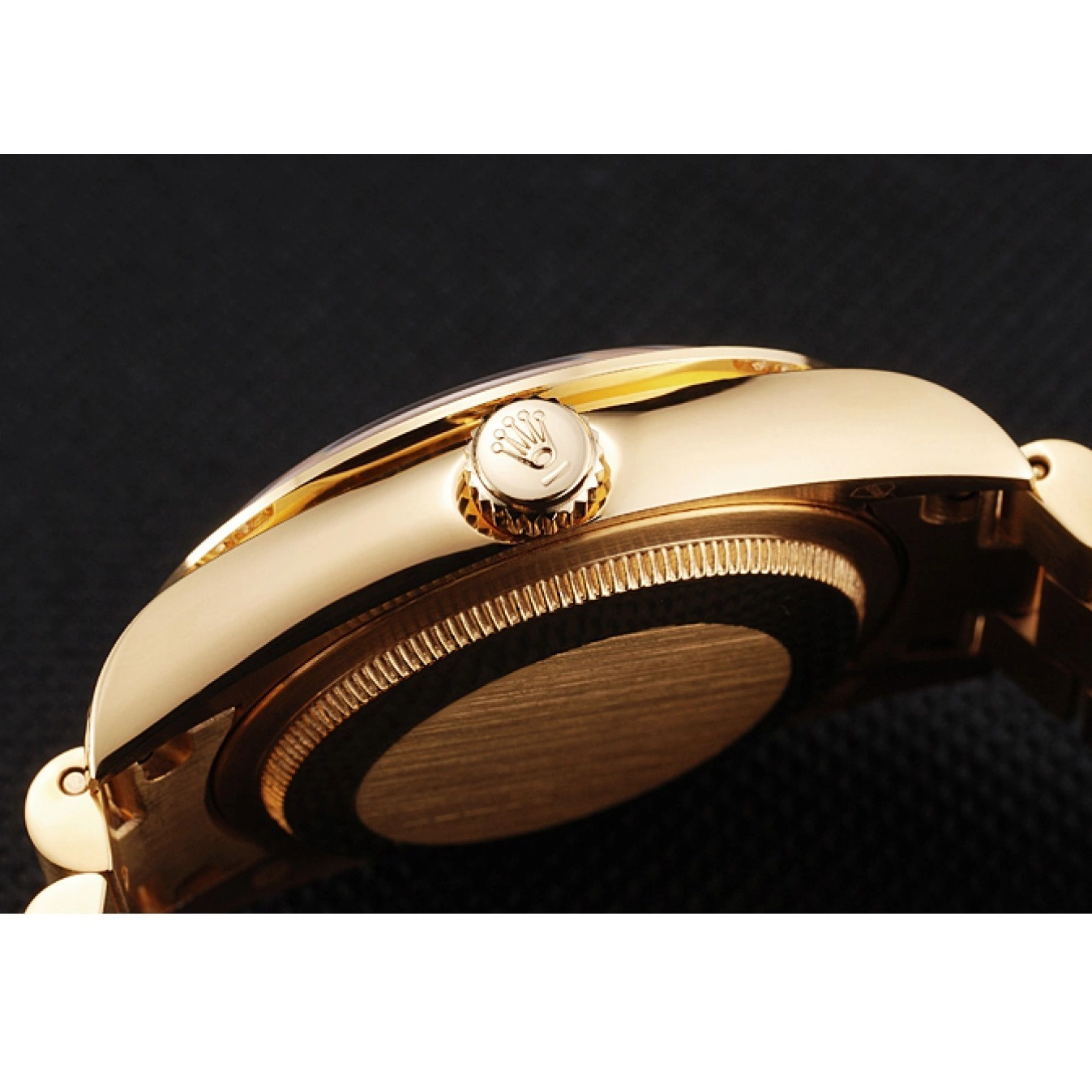 Aaa replica watch Date Yellow Swiss Diamond Gold Pave Day Rolex 0708